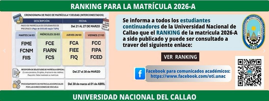 Proceso de Matrícula Pregrado UNAC 2026-A